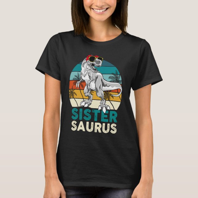 Sister Saurus Dinosaur Matching Family T Rex Vinta T Shirt (Framsida)