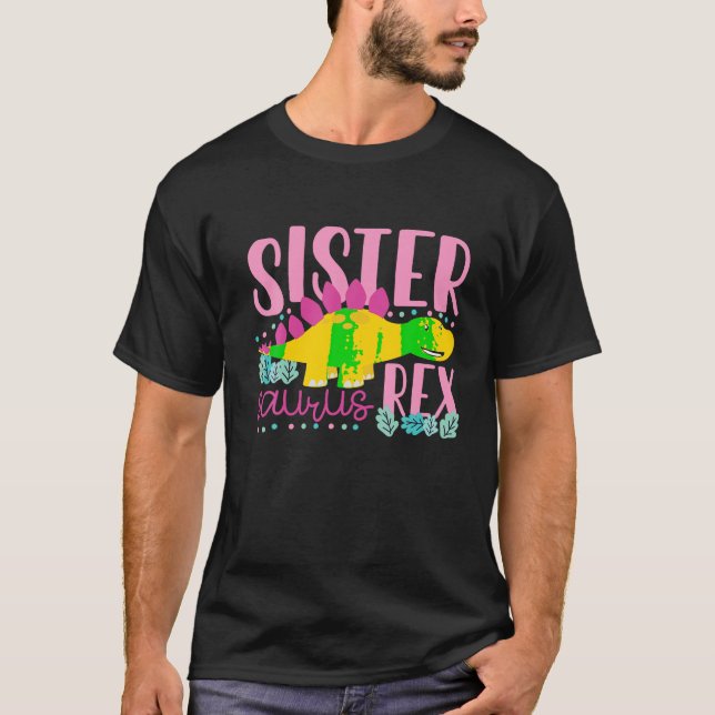 Sister Saurus Rex Funny Dinosaur Kids Girls T Shir Shirt (Framsida)