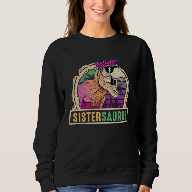 Sister Saurus Sistersaurus Rex Dinosaur Family Mat T Shirt (Framsida)