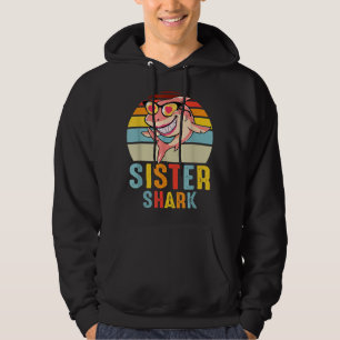Sister Shark Vintage Retro Shark Älskare Mor Da Hoodie