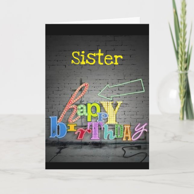 **SISTER** SKRIVNINGEN FINNS PÅ WALL BIRTHDAY-KORT KORT (Framsida)