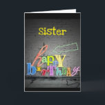 **SISTER** SKRIVNINGEN FINNS PÅ WALL BIRTHDAY-KORT KORT<br><div class="desc">TALA OM FÖR DIN ***SISTER*** HUR MYCKET DU VILL HA HENNE ETT "MYCKET GRATTIS PÅ FÖDELSEDAGEN" TACK FÖR ATT DU STOPPAT MED 1 AV MINA 8 LAGRAR!!</div>