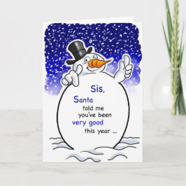 Sister Snögubbe Santa, jul Humor Kort