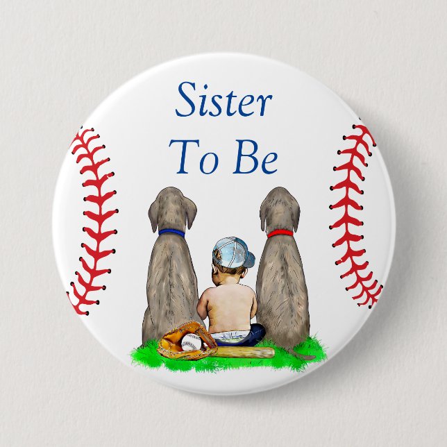 Sister som ska | Baseball ThenzBoy's Baby Shower Knapp (Framsida)