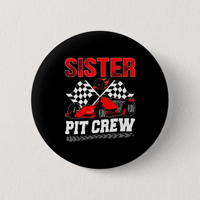Sister T Crew Racing Family Race Car Birthday Boy  Knapp (Framsida)
