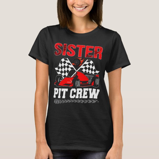 Sister T Crew Racing Family Race Car Birthday Boy  T Shirt (Framsida)