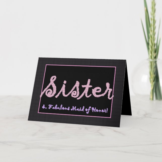 SISTER Tack Maid of Honor - Rutig bokstav Kort (Framsida)