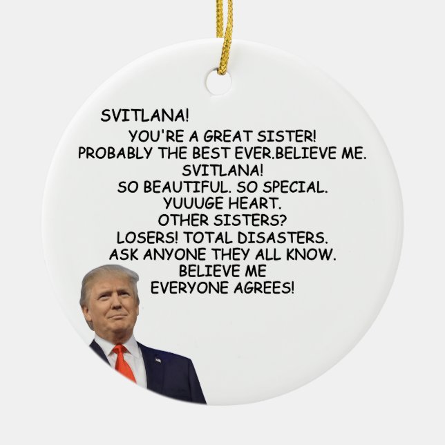 Sister Trump-julklapp för syrran-jul Julgransprydnad Keramik (Framsidan)