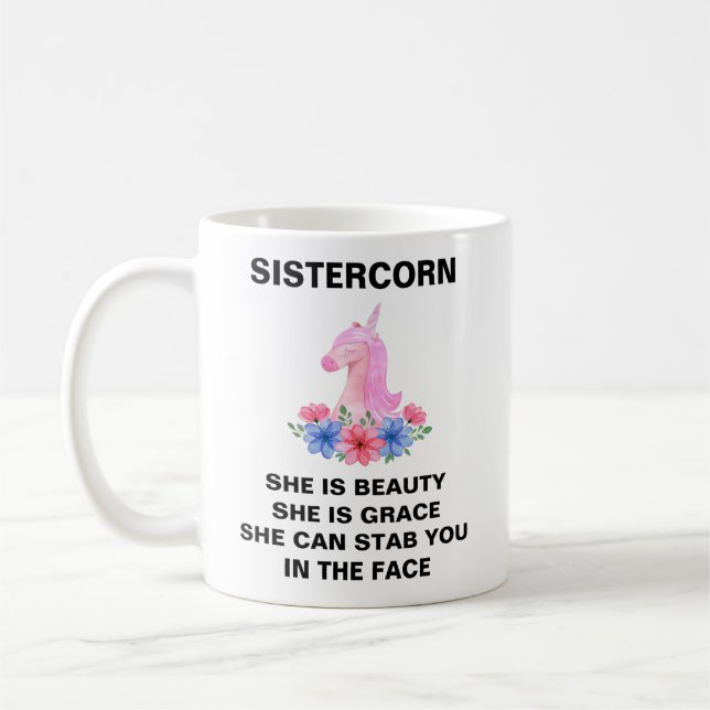 Sistercorn, Sister Gift, Funny Sister Gift Kaffemugg (Vänster)