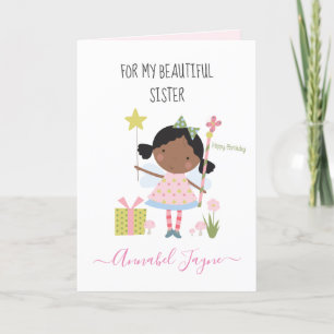 Sisterfödelsedag Fairy rosa Whimsical Kort