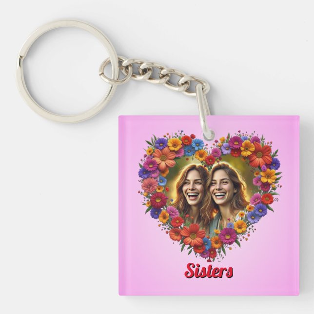 Sisterly Kärlek i Bloom Acrylic Keychain (Framsidan)