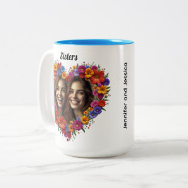 Sisterly Love In Bloom with Names Två-Tonad Mugg