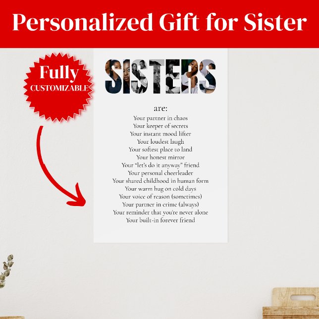 SISTERS Affisch – Känslosam & Rolig Present till H (SISTERS Poster – Emotional & Fun Gift for Her)