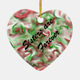 Sisters är Forever Red Grönt Swirl Abstrakt Julgransprydnad Keramik