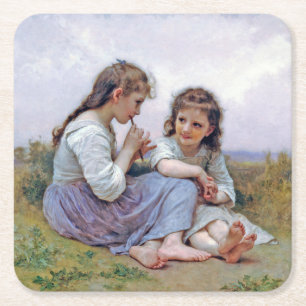 Sisters, Bouguereau Underlägg Papper Kvadrat