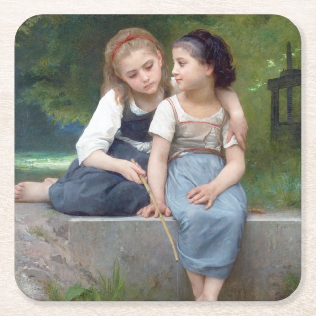 Sisters, Bouguereau Underlägg Papper Kvadrat (Framsidan)