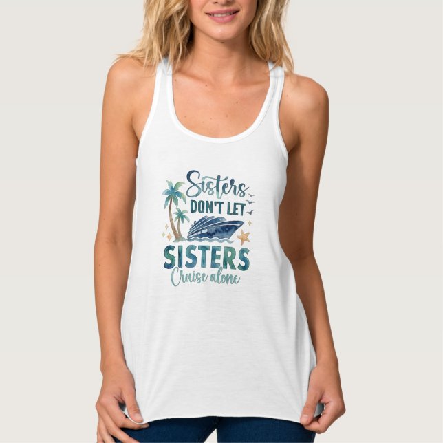Sisters Cruise Tank Top, Cruise Squad Gift Linne Med Racerback (Framsida)