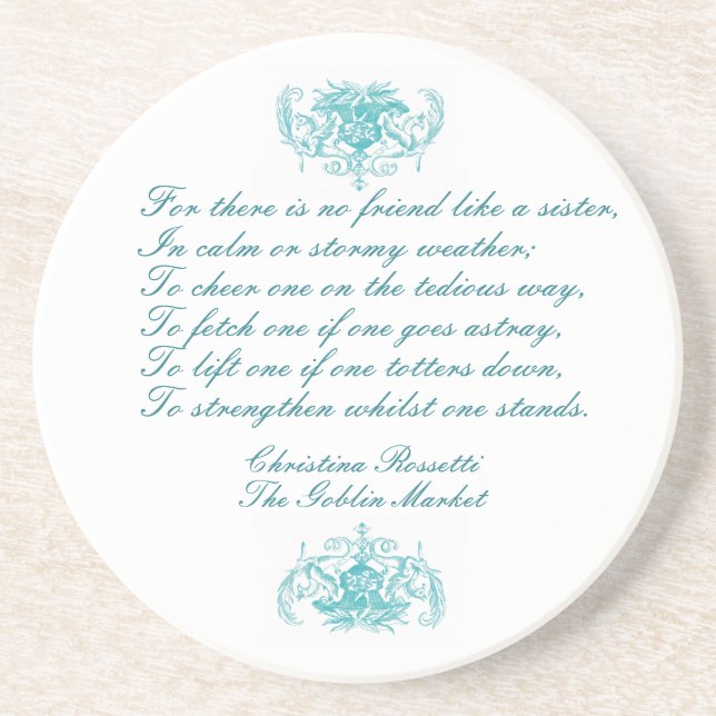 Sisters Dikt från Christina Rosetti i Blue Bläck Underlägg (Framsidan)