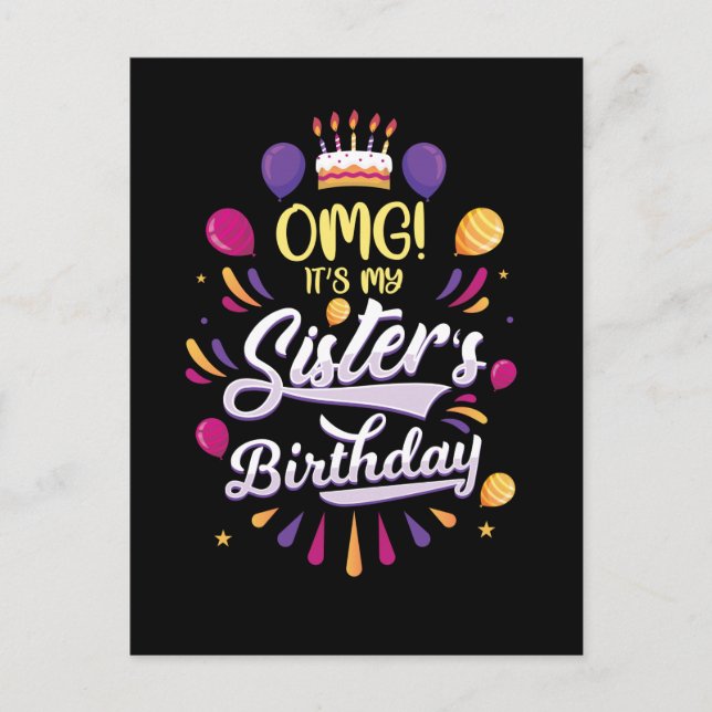 Sisters födelsedagskvinna Cake Funny Brother Vykort (Framsida)