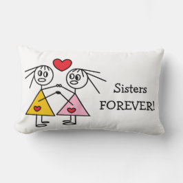 Sisters for Cute Girl Stick figurer Design Lumbarkudde