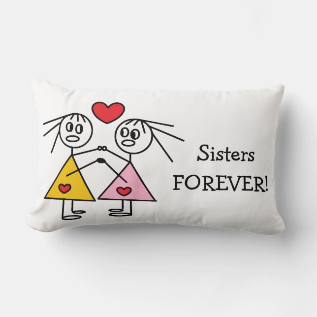 Sisters for Cute Girl Stick figurer Design Lumbarkudde (Framsida)