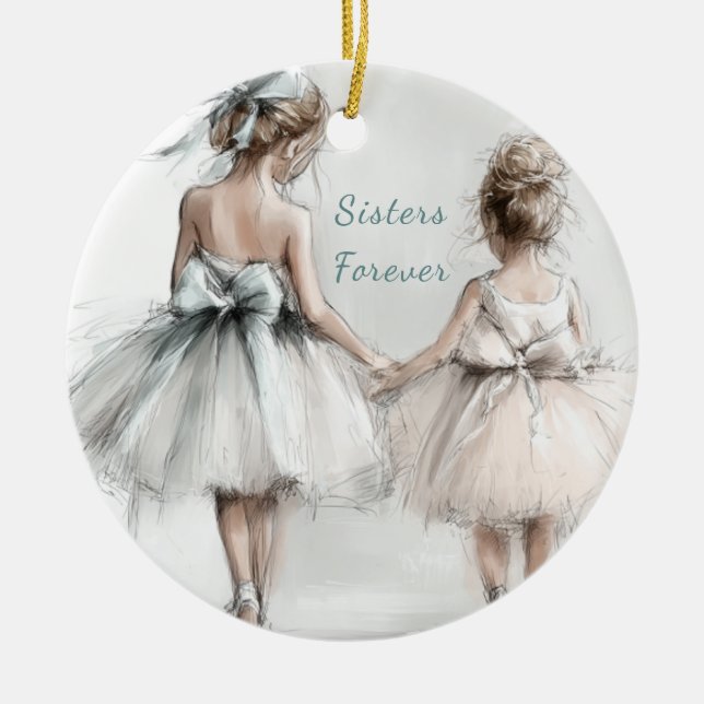 Sisters for ver Ceramic Ornament - Elegant Pastel (Framsidan)