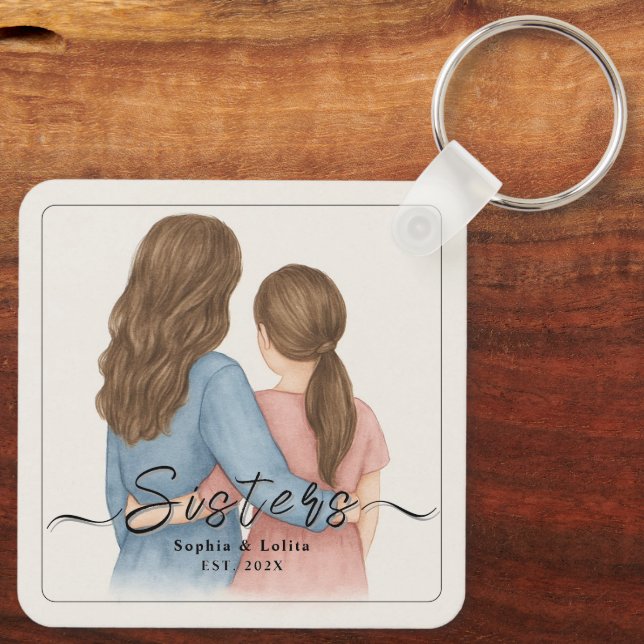 Sisters Forever – Custom Photo Keychain Gift Nyckelring (Baksida)