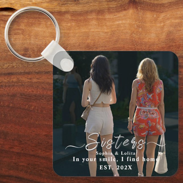 Sisters Forever – Custom Photo Keychain Nyckelring (Framsida)