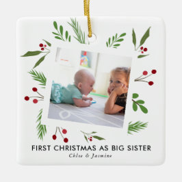Sisters första julfoto Holly Julgransprydnad Keramik