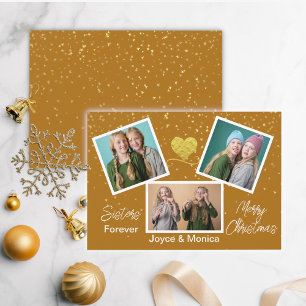 Sisters forver jul Brown Photo Collage Julkort