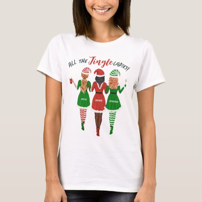 Sisters Friends all Jingle Dam jul T Shirt (Framsida)