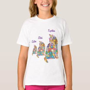 Sisters håller ihop 3 Kittens Kattunge Blommor T Shirt