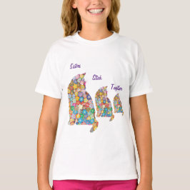 Sisters håller ihop 3 Kittens Kattunge Blommor T Shirt