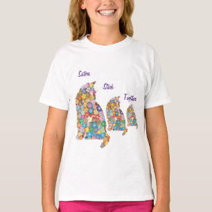 Sisters håller ihop 3 Kittens Kattunge Blommor T Shirt
