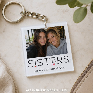 Sisters Heart Typografi Vit Foto