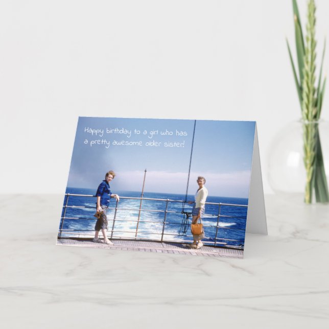 Sisters Humous Retro Sister Birthday Nautical Kort (Framsida)