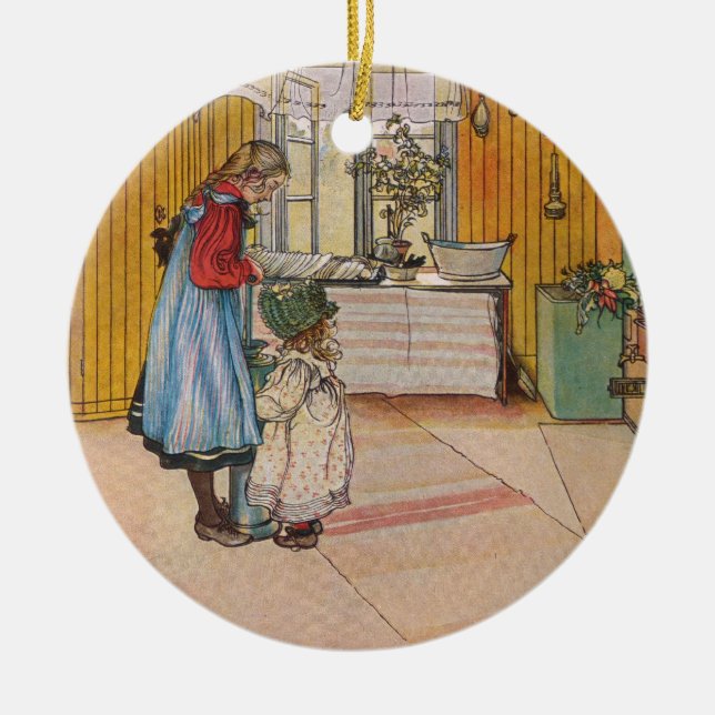 Sisters - Koket av Carl Larsson Julgransprydnad Keramik (Framsidan)