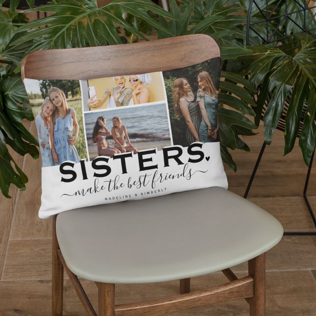 SISTERS-offert och fotokollage-gåva Prydnadskudde (Skapare uppladdad)
