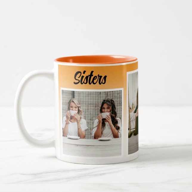 Sisters Photo Collage. Bästa typ av behandling Två-Tonad Mugg (Vänster)
