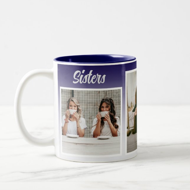 Sisters Photo Collage. Bästa typ av behandling Två-Tonad Mugg (Vänster)
