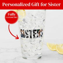 Sisters Photo Collage Glass Cup Gift