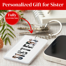 Sisters Photo Collage Keychain Gift for Sister