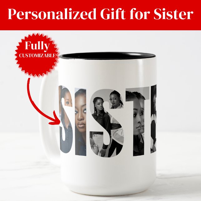 Sisters Photo Collage Two-Tone Mug Gift Två-Tonad Mugg (Sisters Photo Collage Two-Tone Mug Gift)