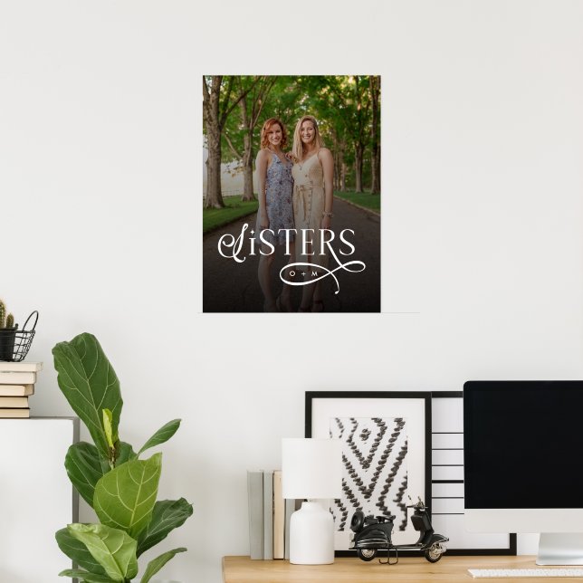 Sisters Photo Personalized Monogram Poster (Hemmakontoret)