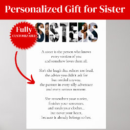 SISTERS Poemaffisch – Känslig present till syster Poster