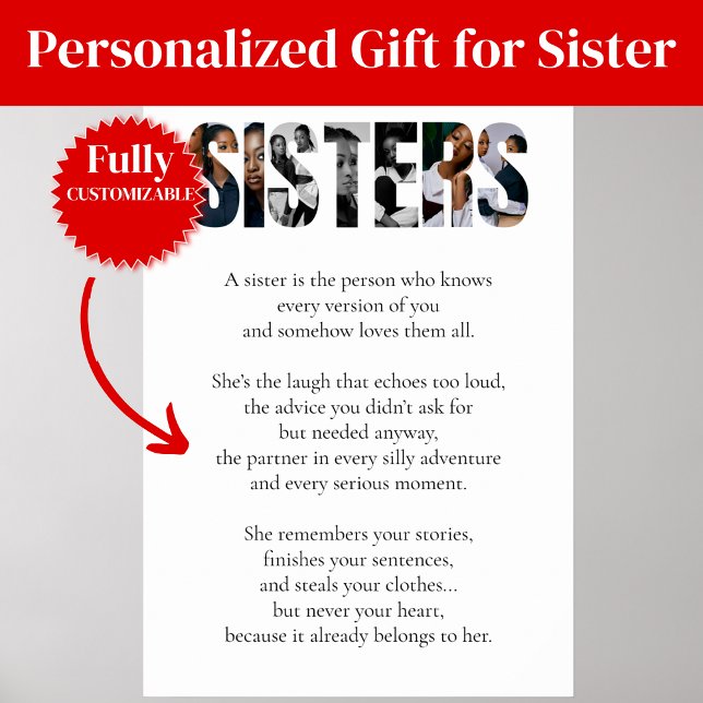 SISTERS Poemaffisch – Känslig present till syster Poster (SISTERS Poem Poster – Heartfelt Gift for Sister)