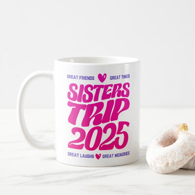 Sisters Resa 2025 Vacation Vibe Matching Kärlek Kaffemugg (Med munk)