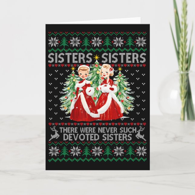 Sisters White Christmas Movie Xmas Snow Holiday Pa Kort (Framsida)