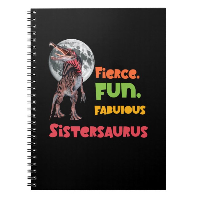 Sistersaurus Matchande Systrar Dino-lag Design Anteckningsbok (Framsidan)