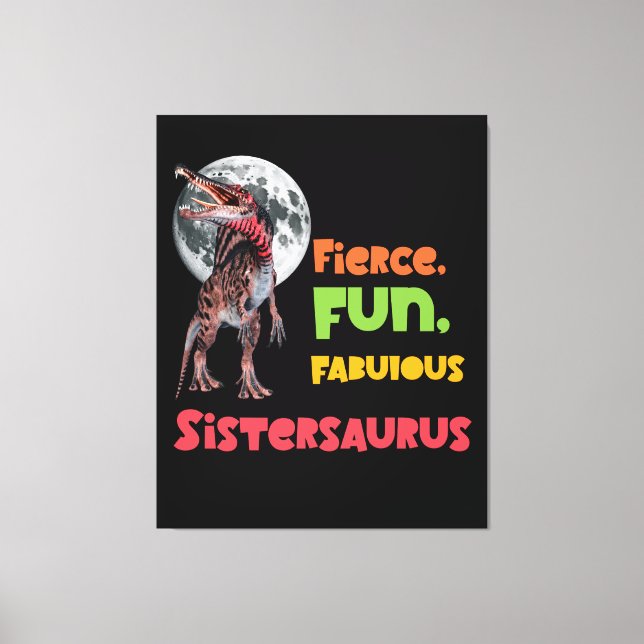 Sistersaurus Matchande Systrar Dino-lag Design Canvastryck (Framsida)